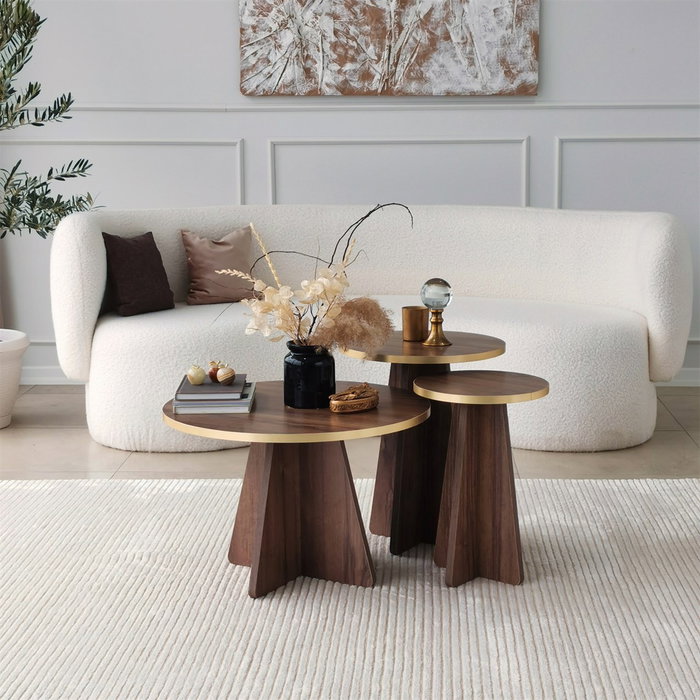 Hanah Home Mesa de Centro Mushroom Gold y Walnut